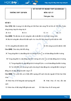 Bộ 5 đề thi thử THPT QG năm 2021 môn Vật Lý có đáp án Trường THPT Tập Sơn