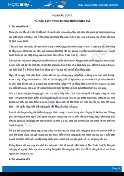 Tả tấm lịch treo tường trong nhà em - Văn mẫu lớp 5