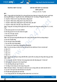 Bộ 5 đề thi thử THPT QG năm 2021 môn Lịch Sử có đáp án Trường THPT Vân Nội
