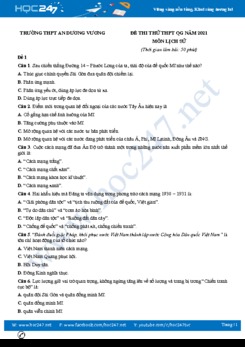 Bộ 5 đề thi thử THPT QG năm 2021 môn Lịch Sử có đáp án Trường THPT An Dương Vương