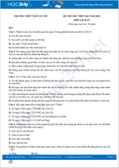 Bộ 5 đề thi thử THPT QG năm 2021 môn Lịch Sử có đáp án Trường THPT Ngô Tất Tố