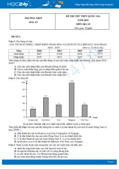 Bộ 5 Đề thi thử THPT QG môn Địa Lí năm 2021 Trường THPT Hải An
