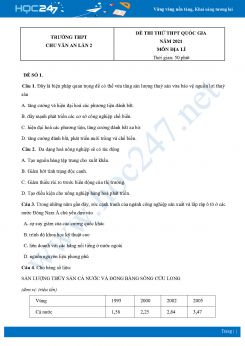 Bộ 5 Đề thi thử THPT QG môn Địa Lí năm 2021 Trường THPT Chu Văn An lần 2