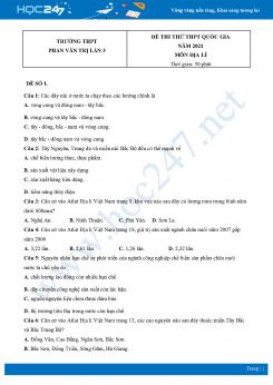 Bộ 5 Đề thi thử THPT QG môn Địa Lí năm 2021 Trường THPT Phan Văn Trị lần 3