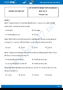 Bộ 5 đề thi thử THPT QG năm 2021 môn Vật Lý có đáp án Trường THPT Vĩnh Cửu