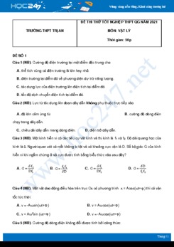 Bộ 5 đề thi thử THPT QG năm 2021 môn Vật Lý có đáp án Trường THPT Trị An