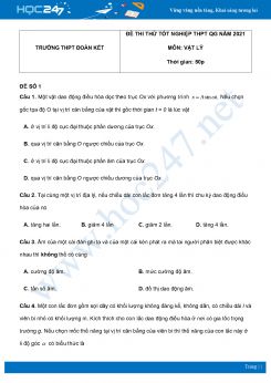 Bộ 5 đề thi thử THPT QG năm 2021 môn Vật Lý có đáp án Trường THPT Đoàn Kết