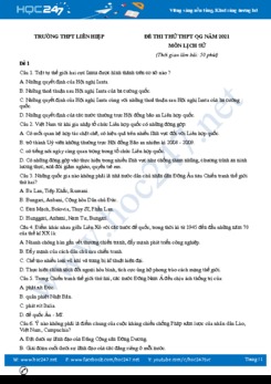 Bộ 5 đề thi thử THPT QG năm 2021 môn Lịch Sử có đáp án Trường THPT Liên Hiệp