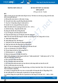 Bộ 5 đề thi thử THPT QG năm 2021 môn Lịch Sử có đáp án Trường THPT Sông Lô