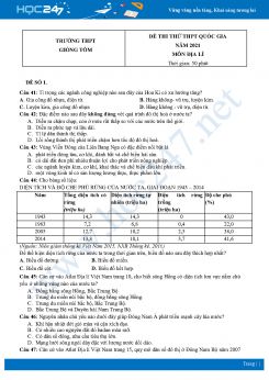 Bộ 5 Đề thi thử THPT QG môn Địa Lí năm 2021 Trường THPT Giồng Tôm