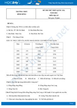 Bộ 5 Đề thi thử THPT QG môn Địa Lí năm 2021 Trường THPT Bình Đông