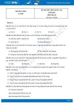 Bộ 5 Đề thi thử THPT QG môn Địa Lí năm 2021 Trường THPT Cái Bè