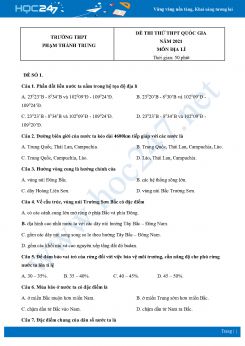 Bộ 5 Đề thi thử THPT QG môn Địa Lí năm 2021 Trường THPT Phạm Thành Trung