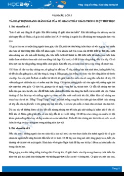 Tả hoạt động đang giảng bài của cô giáo hoặc thầy giáo trong một tiết học - Văn mẫu lớp 5