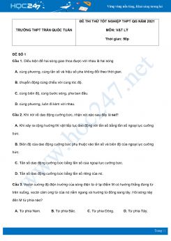 Bộ 5 đề thi thử THPT QG năm 2021 môn Vật Lý có đáp án Trường THPT Trần Quốc Tuấn