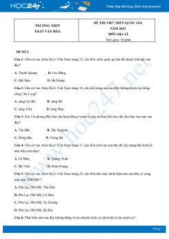 Bộ 5 Đề thi thử THPT QG môn Địa Lí năm 2021 Trường THPT Trần Văn Hòa