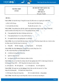 Bộ 5 Đề thi thử THPT QG môn Địa Lí năm 2021 Trường THPT Ấp Bắc