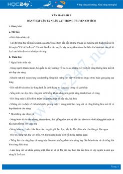 Dàn ý bài văn tả nhân vật trong truyện cổ tích - Văn mẫu lớp 5
