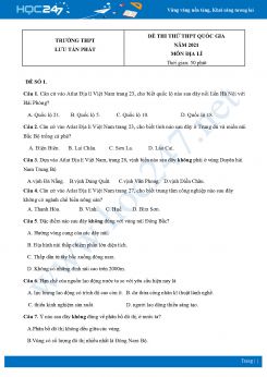 Bộ 5 Đề thi thử THPT QG môn Địa Lí năm 2021 Trường THPT Lưu Tấn Phát