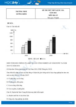 Bộ 5 Đề thi thử THPT QG môn Địa Lí năm 2021 Trường THPT Dưỡng Điềm