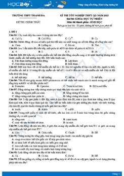 Bộ 3 đề thi thử tốt nghiệp THPT năm 2021 môn Sinh - Trường THPT Thanh Đa lần 2