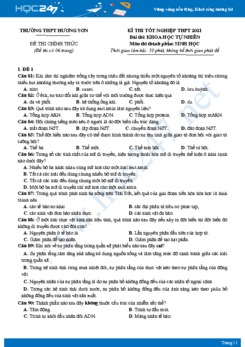 Bộ 3 đề thi thử tốt nghiệp THPT năm 2021 môn Sinh - Trường THPT Hương Sơn lần 2