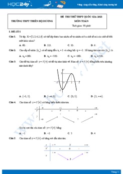 Bộ 4 đề thi thử THPT QG năm 2021 môn Toán lần 2 - Trường THPT Thiên Hộ Dương