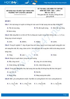 Bộ 5 đề thi thử THPT QG năm 2021 môn Vật Lý Trường THPT Chuyên Lam Sơn - Thanh Hóa - Lần 2