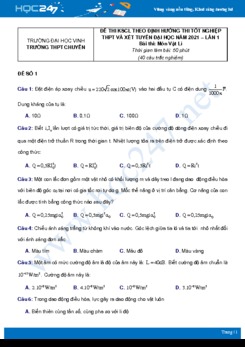 Bộ 5 đề thi thử THPT QG năm 2021 môn Vật Lý có đáp án Trường THPT Chuyên - Đại học Vinh