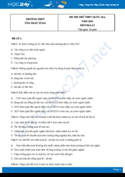 Bộ 5 Đề thi thử THPT QG môn Địa Lí năm 2021 Trường THPT Tôn Thất Tùng
