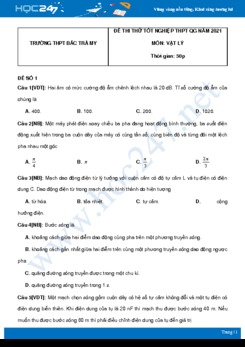 Bộ 5 đề thi thử THPT QG năm 2021 môn Vật Lý có đáp án Trường THPT Bắc Trà My