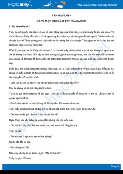 Kể về một việc làm tốt của bạn em - Văn mẫu lớp 4