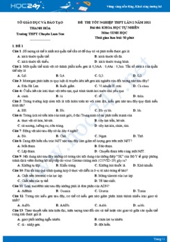 Bộ 4 đề thi thử tốt nghiệp THPT năm 2021 môn Sinh - Trường THPT Chuyên Lam Sơn lần 2