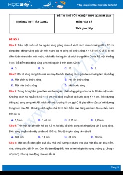 Bộ 5 đề thi thử THPT QG năm 2021 môn Vật Lý có đáp án Trường THPT Tây Giang