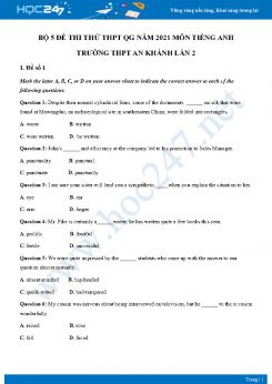 Bộ 5 đề thi thử THPT QG năm 2021 môn Tiếng Anh Trường THPT An Khánh Lần 2
