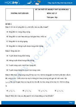 Bộ 5 đề thi thử THPT QG năm 2021 môn Vật Lý có đáp án Trường THPT Bến Hải