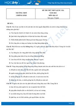 Bộ 5 Đề thi thử THPT QG môn Địa Lí năm 2021 Trường THPT Chiềng Sinh
