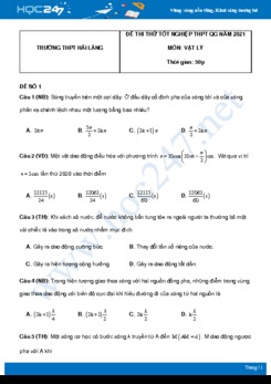 Bộ 5 đề thi thử THPT QG năm 2021 môn Vật Lý có đáp án Trường THPT Hải Lăng