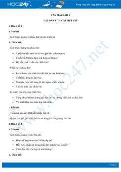 Lập dàn ý tả cây bút chì - Văn mẫu lớp 4