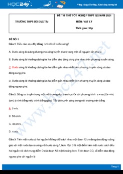 Bộ 5 đề thi thử THPT QG năm 2021 môn Vật Lý có đáp án Trường THPT Bùi Dục Tài