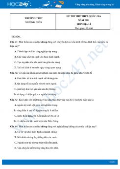 Bộ 4 Đề thi thử THPT QG môn Địa Lí năm 2021 Trường THPT Mường Giôn