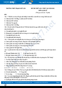 Bộ 5 đề thi thử THPT QG năm 2021 môn Lịch Sử lần 2 có đáp án Trường THPT Phạm Ngũ Lão