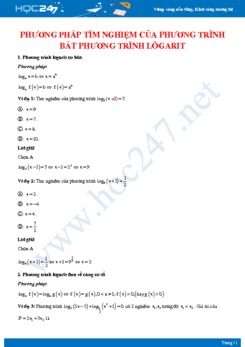 Phương pháp tìm nghiệm của phương trình, bất phương trình lôgarit