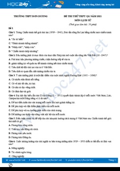 Bộ 5 đề thi thử THPT QG năm 2021 môn Lịch Sử có đáp án Trường THPT Đơn Dương