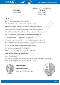 Bộ 5 Đề thi thử THPT QG môn Địa Lí năm 2021 Trường THPT Thuận Châu