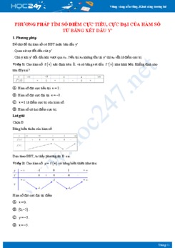 Phương pháp tìm số cực tiểu, cực đại của hàm số từ bảng xét dấu y'
