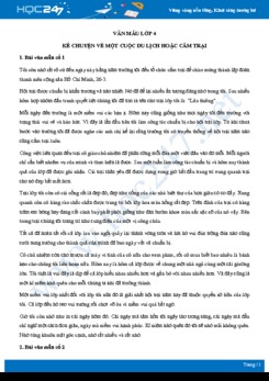 Kể chuyện về một cuộc du lịch hoặc cắm trại - Văn mẫu lớp 4