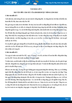 Bài văn nêu cảm xúc của em khi được viếng lăng Bác - Văn mẫu lớp 4