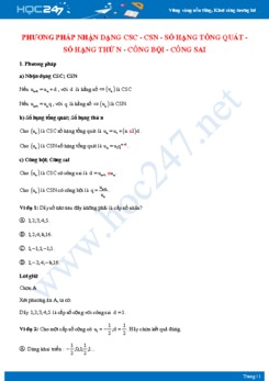 Phương pháp nhận dạng CSC - CSN - số hạng tổng quát - số hạng thứ n - công bội - công sai