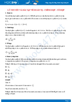 Lý thuyết và bài tập về hoán vị - chỉnh hợp - tổ hợp